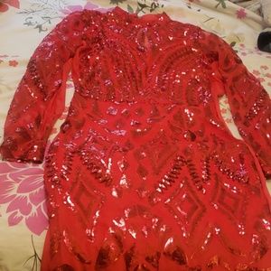 Red sequin dress